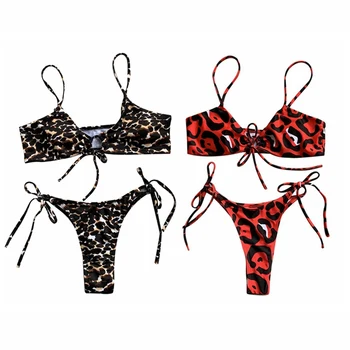 

Leopard Bikini Glamorous Bikini Set Sexy Strap Bikini Thong Swimsuit Female Leopard Print Set Swimwear 1