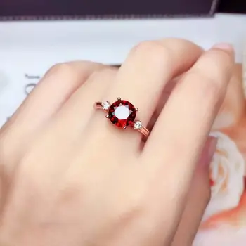 

Natural And Real Garnet Ring 925 Jewelry Garnet Rings with Stones for Women's Fine Jewelry, Christmas Gift