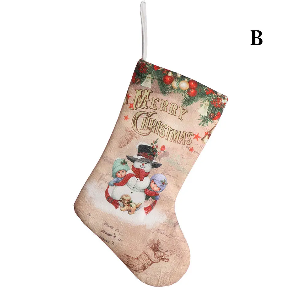 Рождественские носки с подвеской украшения для одежды Рождественские узоры печать маленькие ботинки кулон вечерние предметы домашнего обихода подарочная сумка - Цвет: B