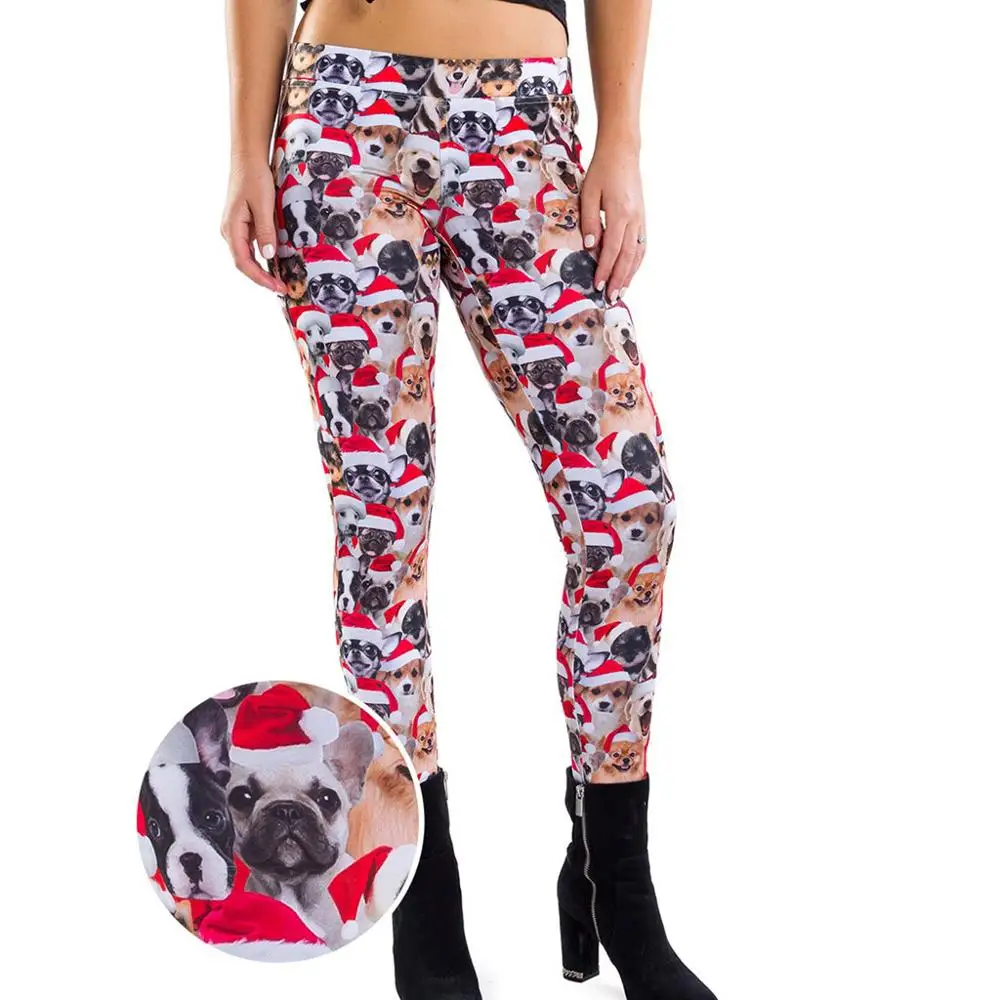 Женские штаны больших размеров, женские рождественские леггинсы для фитнеса и бега с милым принтом кота, эластичные спортивные брюки, леггинсы с рождественским рисунком 3