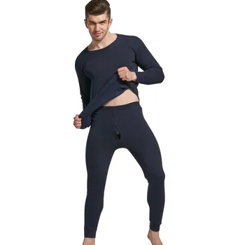 

Men Sexy Lingerie Sleepwear Men Winter Autumn 2pcs Men Winter O-Neck Thermal Suit Keep Warm Sleepwear Tops+Pants Underwear Set