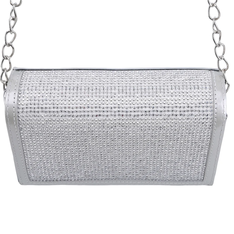 Модные серебряные женские сумки на плечо, дизайнерские блестящие стразы на цепочке, сумки через плечо, женские маленькие сумки с клапаном, женские сумки