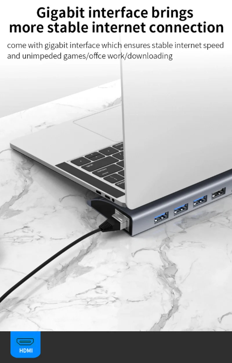 Многофункциональный 11 в 1 USB-C концентратор док-станция адаптер с 3* USB 3,0/USB 2,0/type-C PD порт/RJ45 Внутренний порт/карта памяти