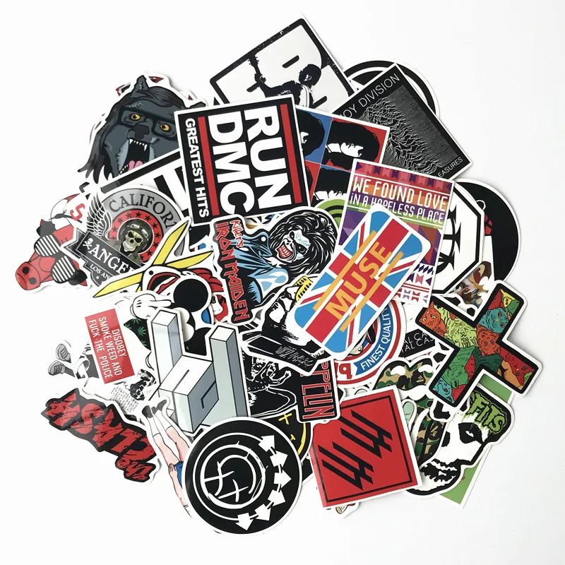60 шт./упак. Водонепроницаемый моды в стиле «хип-хоп» для рокера логотип наклейки чемодан для скейтборда гитары Чемодан ноутбука наклейки для телефона