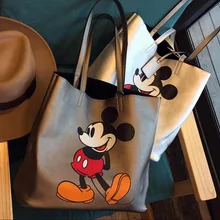 Дисней Микки Маус мультфильм большой емкости сумка шоппер дамская сумочка для женщин шоппинг Досуг Мода сумка на плечо