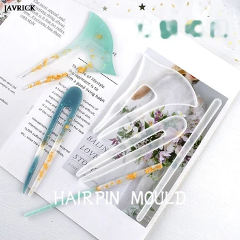 

3Pcs Clear Hairpin Epoxy Resin Molds Hair Stick Silicone Mold Headdress Hair Pin Casting Mould DIY Craft Jewelry Making Tools