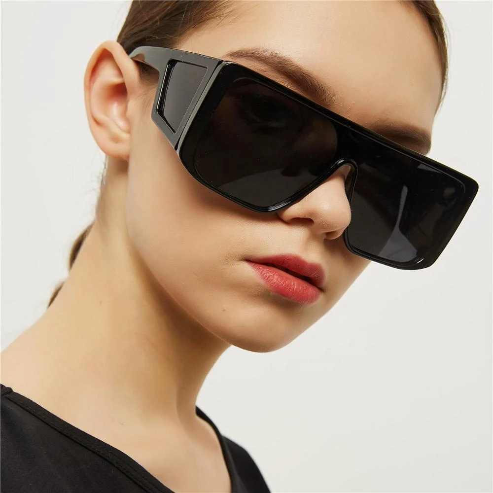 新ファッショントレンド高級ブランド巨大なクール黒特大ビッグフレームサングラス女性フェスティバル美的パンクリアーナゴシック サングラス Aliexpress