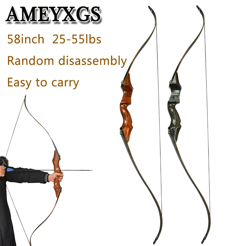 SHARROW 30-40lbs Takedown Arc Recourb/é Arc Traditionnel Longbow 54 Pouces Arc de Chasse Arc en Bois Fait Main pour Chasse au Tir /à larc