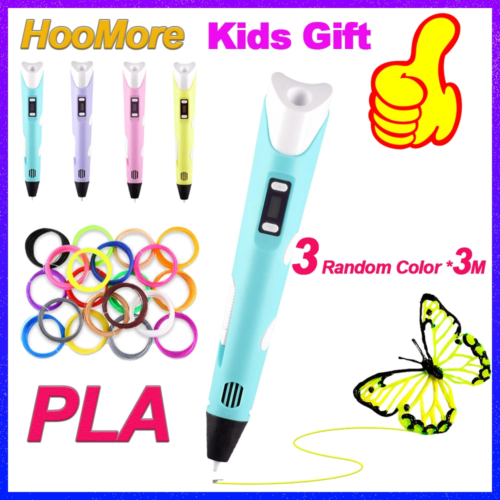 Hoocore-Bolígrafo de filamento PLA 3D Original, juguete creativo de impresión, regalo de cumpleaños para niños, diseño de dibujo, bolígrafo para bricolaje con pantalla LCD