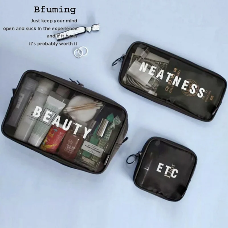  Cosmetic Bag Storage Bag Waterproof Breathable Net Yarn Portable Toiletries Bag For Travel