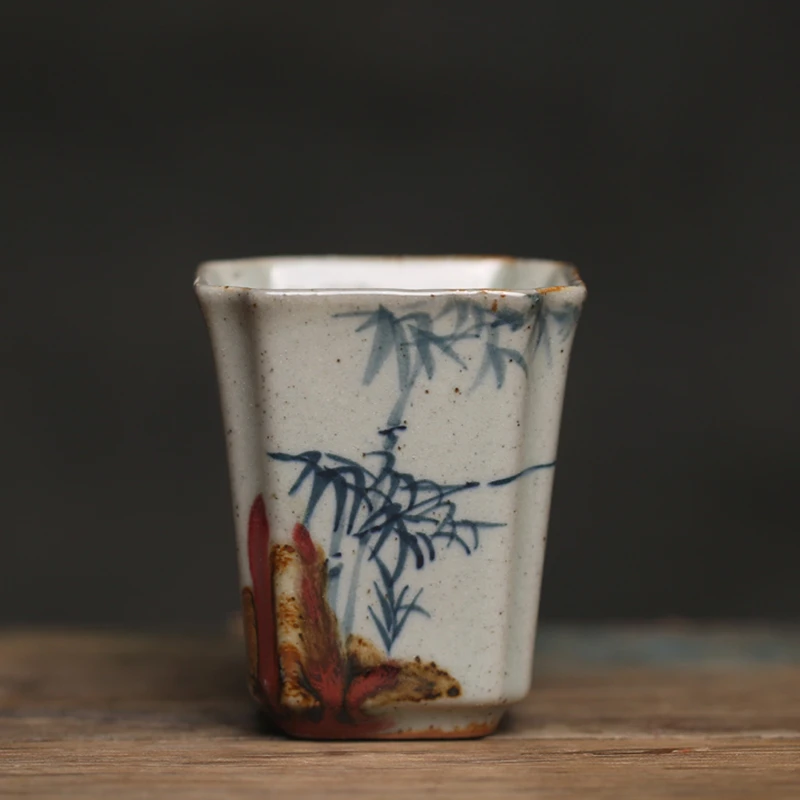 Tea Cup Hand Painted Bamboo Chinese Antique Water Cups Tea Cup Set for Tea Ceremony