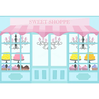 

Vinyl cartoon cake shop Photography Backgrounds newborn children baby shower Photographic Backdrop for Photo Studio