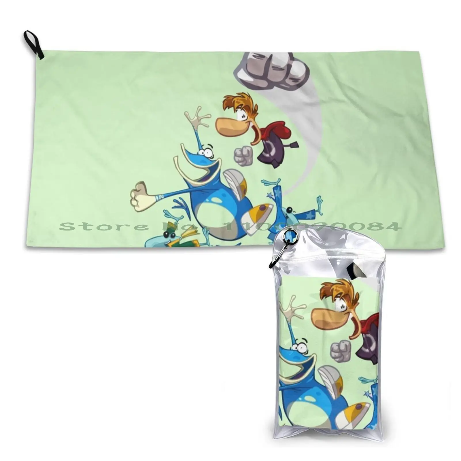 Rayman And Globox Asciugamano Ad Asciugatura Rapida Palestra Sport Bagno Portatile Rayman Ray Man Personaggio Caricatura Gamer Geek Giochi Computer