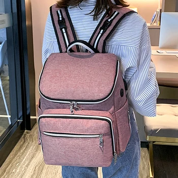 

Multifunctional Mummy Backpack Large Capacity Organizer USB Charging Port With Nursery Bottle Thermal Bag