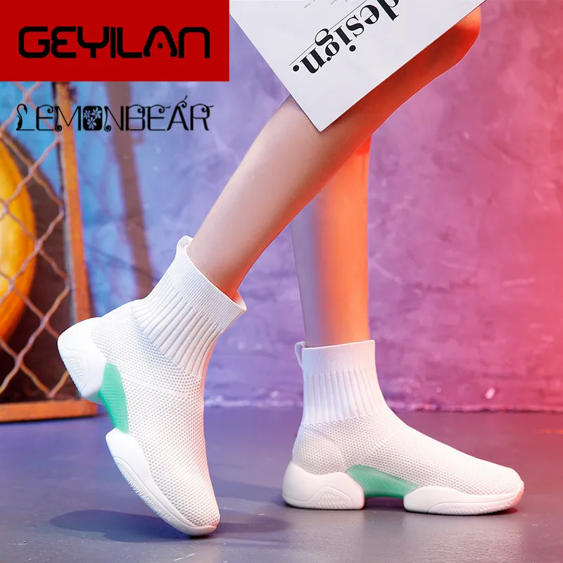 

Winter Autumn Women's casual shoes Breathable Mesh High-top platform FWoman Ladies Wedge Single shoes Comfortable Fashion
