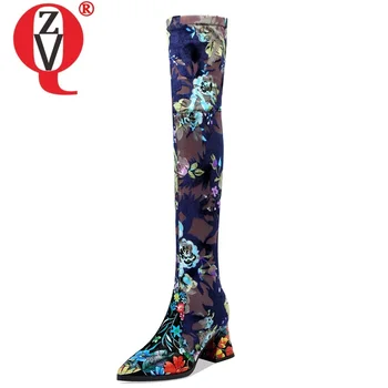 

ZVQ winter new fashion sexy over knee boots outside high heels pointed toe kid suede party women shoes drop shipping size 33-40