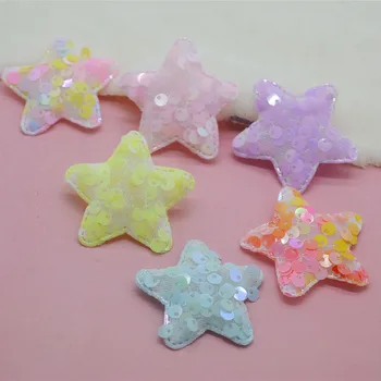 

40pcs/lot 5cm glitter sequin star padded Appliques for DIY Headband Accessories and Craft Clothes Sewing Supplies