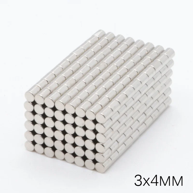 1000 шт 3x4 мм Мини неодимовый магнит диск 3 x 4 NdFeB постоянный маленький круглый супер