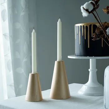 

Desktop Decor Nordic Simple Wood Candlestick Ornament Living Room Tabletop Craft Candle Holde Home Decoration Accessories