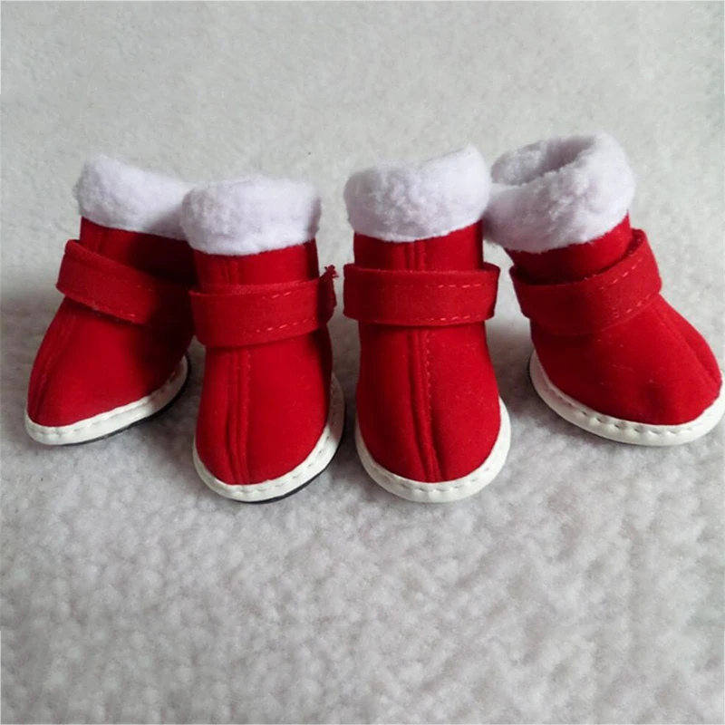 Pet Dog Christmas Cotton Shoes New Year Red Shoes Winter Warm Shoes For