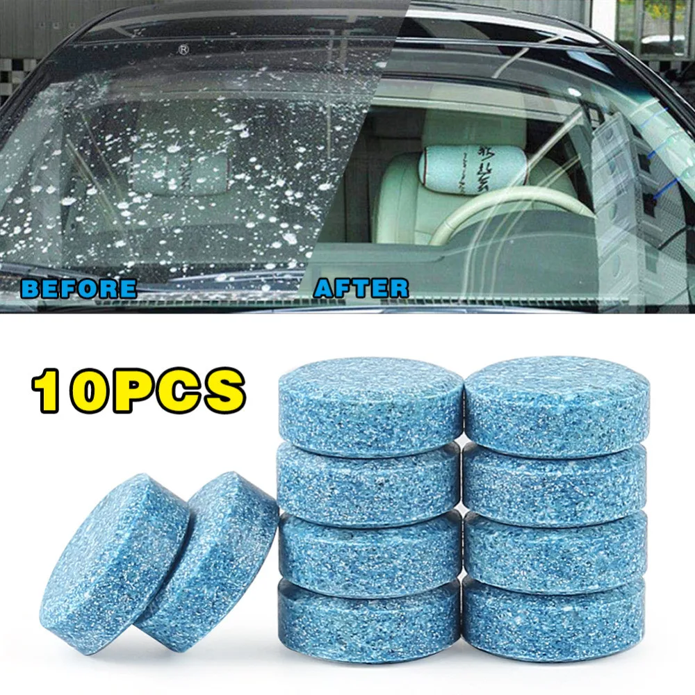 10pcs(1Pc=4L) Car Windshield Wiper Glass Washer Auto Solid Cleaner Compact Effervescent Tablets Window Repair Car Accessories