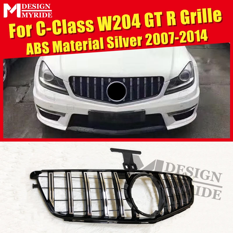 Прямая 1:1 замена для Mercedes C Class W204 C204 Спортивная передняя решетка грили GTS стиль ABS серебро C180 C200 C250 C300 07-14