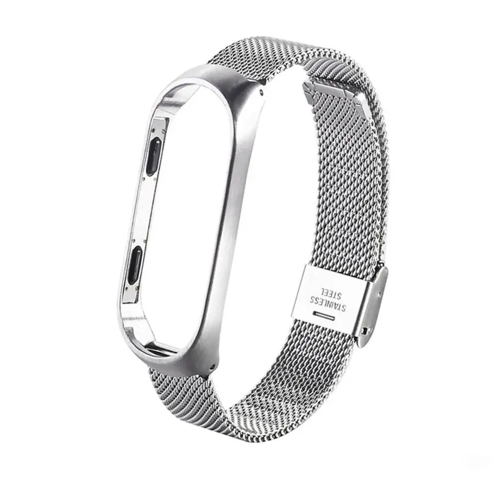 steel mesh silver Mi Группа 4 ремешок металлический Нержавеющая сталь для Xiaomi mi группа 4 Ремешок Браслет mi Группа 4 браслет сменный ремешок - Цвет: steel mesh silver