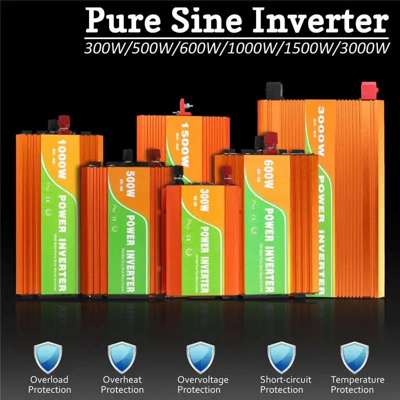 

Max 6000W Solar Inverter 12V/24V to AC 110V/220V Voltage transformer Pure Sine Wave Power Inverter Converter For Home