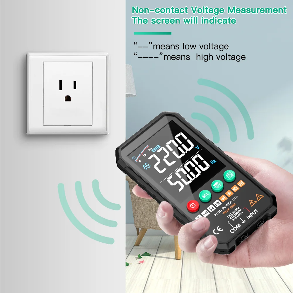 MASTFUYI Professional High Precise 6000 counts 1000V AC DC Digital Multimeter Ohm Hz NCV Live ℃ μF Duty Multimetro Voltage Meter 2