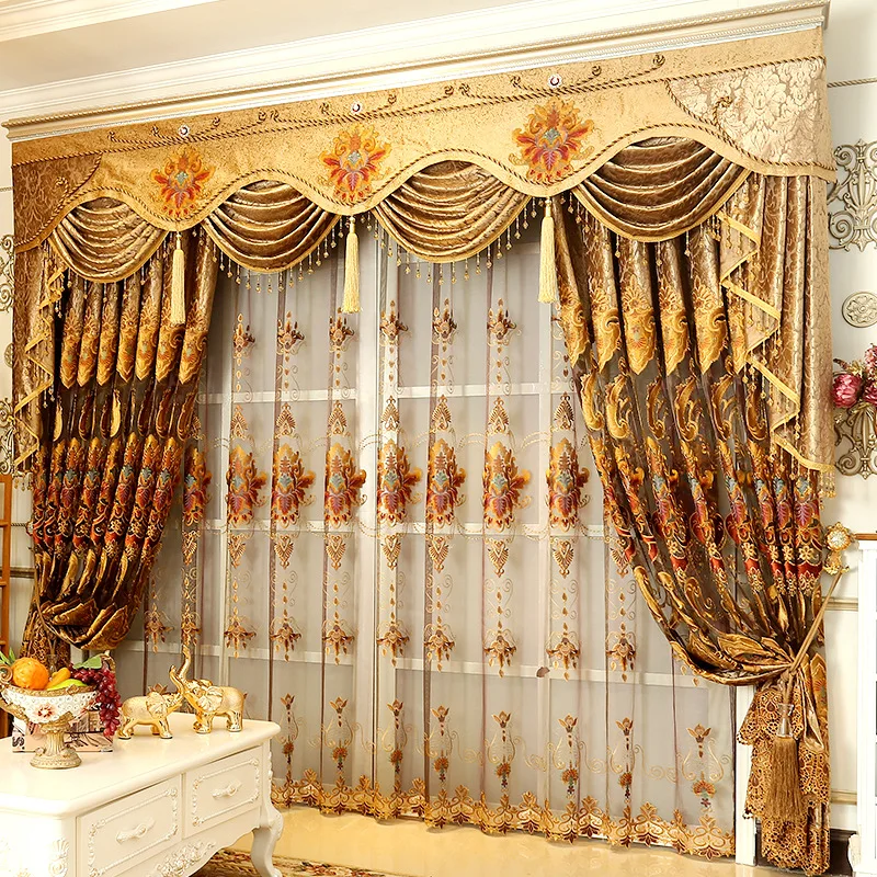 

Luxury Luxury Upscale European Embroidery Curtains for Living Dining Room Bedroom.