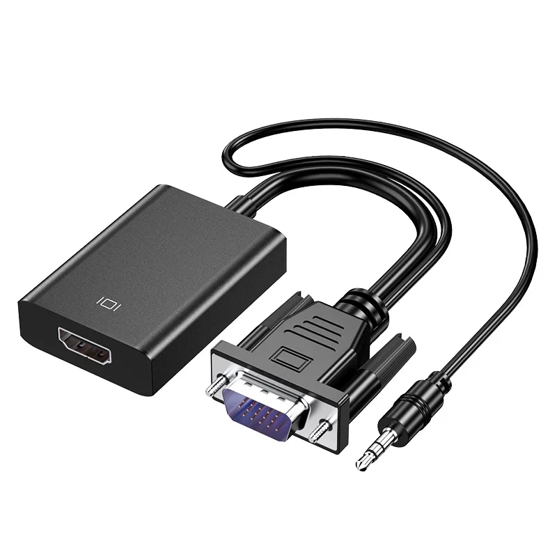 Black Прямая с фабрики VGA в HDMI конвертер компьютер к ТВ Cdapter VGA в HDMI с аудио блоком питания - Цвет: Black
