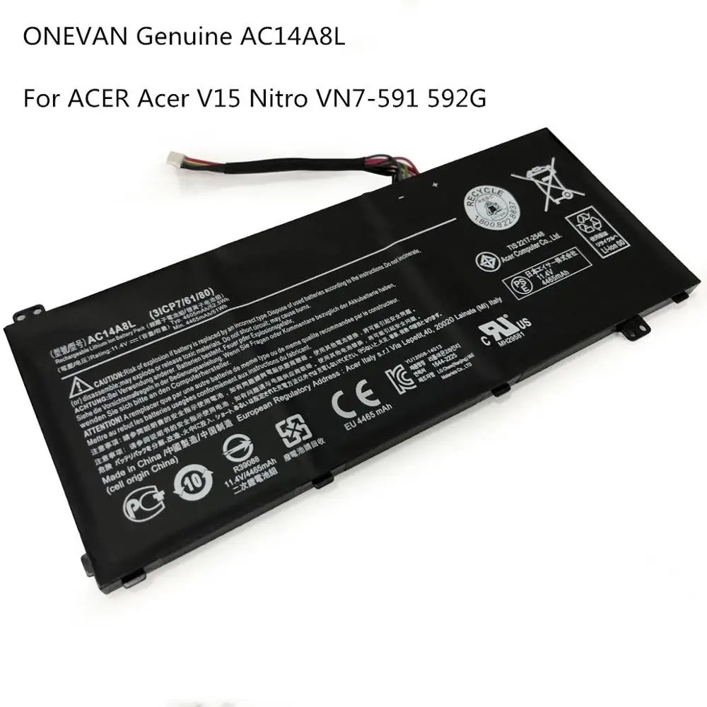 Onwan Gneuine AC14A8L аккумулятор для ноутбука Acer Aspire VN7-571 VN7-571G VN7-591 VN7-591G MS2391 KT.0030G.001 3ICP7/61/8 |