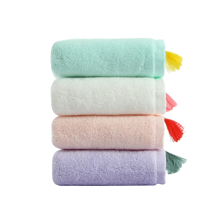 30.5x55cm Cotton Embroidered Children's Hand Face Towel Tassel Primary School Children's Baby Wash Cloth Hotel Travel Towel