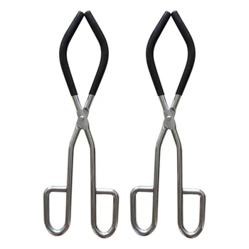 

2pcs Beaker Clamp with Protective Rubber Cover Glass Beaker Fixing Clip Lab Accessory Experient Gadget for School Lab (Black)