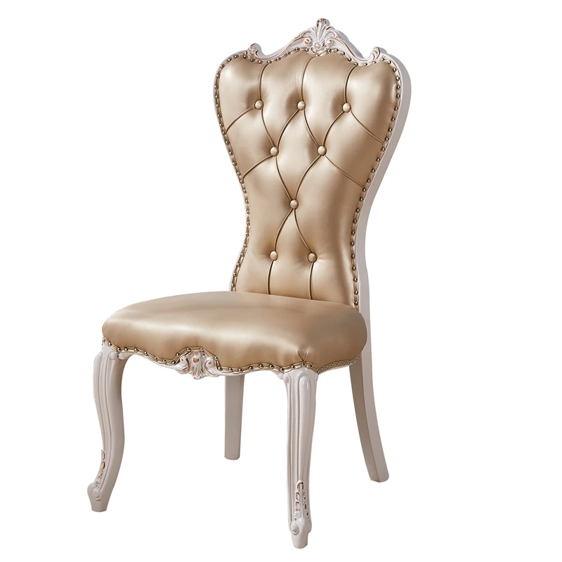 

European style dining chair modern simple solid wood hotel casual white nail back stool single-person household room chai