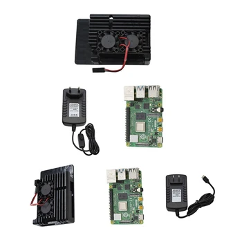 

for Raspberry Pi 4 Model B 4G RAM DIY Kit with Aluminum CNC Alloy Protective Case Cooling Dual Fan 5V 3A Power Adapter
