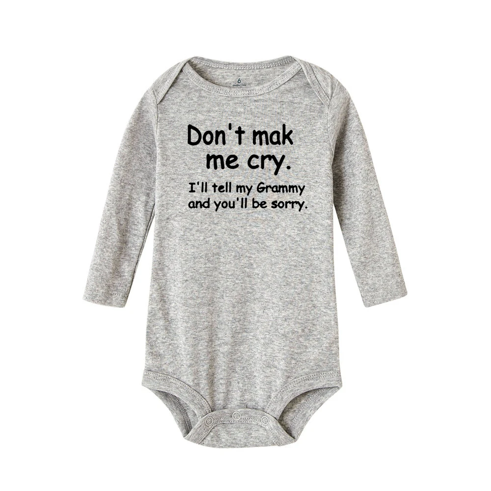 Боди для новорожденных с забавным принтом «Don't Make Me Cry», боди с длинными рукавами для мальчиков и девочек, зимний комбинезон для малышей