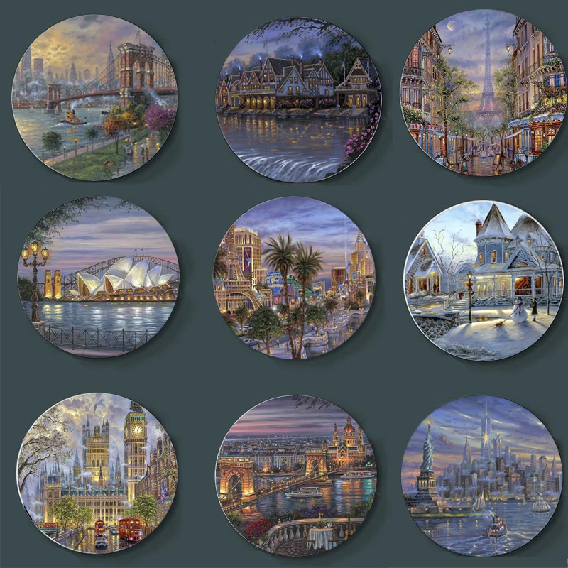 High-End Robert Finale Painting Art Plate Home Decor Restaurant Bar Background Wall Buliding Decorative | Дом и сад
