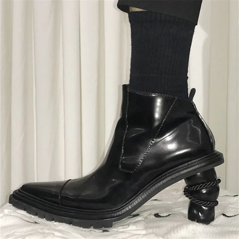 

Strange Heel Women Ankle Boots Pointed Toe Autumn Female Short Booties Designer Dress Pumps Ladies High Heel Shoes Botas Mujer