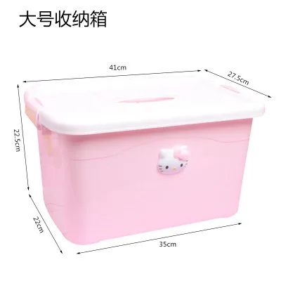 Hello kitty пластиковый контейнер органайзер для одежды продукты коробки для хранения мелочей с крышкой водонепроницаемый пластиковый ящик для хранения игрушек