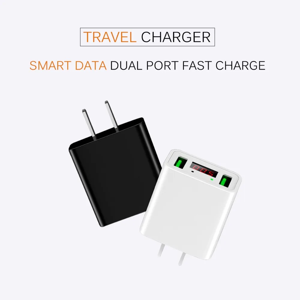 

Smart USB Charger Dual USB LED Digital Charging Adapter For iPhone Samsung Xiaomi EU/US Plug Wall Travel Chargers For Phone