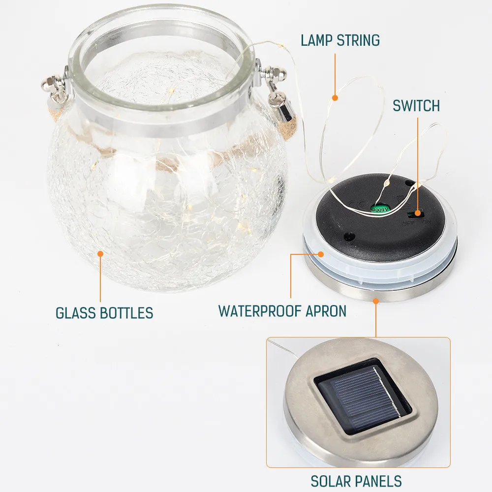 

LED solar light cracked bottle light string warm light colored light hot-selling holiday atmosphere light suitable for outdoor w