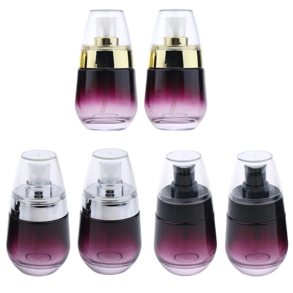 6 Pieces Glass Pump Dispenser Cream Sprayer Pump Bottle, Lotion and Gel Cosmestic Container For Self-filling, Leak-proof Design
