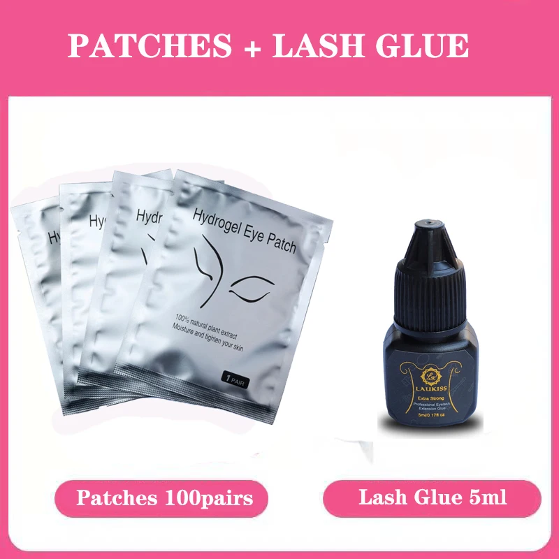 Pads and Glue 25/100 пар/партия, гидрогелевые патчи для наращивания ресниц, подушечки для ресниц, серебристые, под глазами, нетканый макияж, все строительные ресницы - Цвет: Pads and Glue