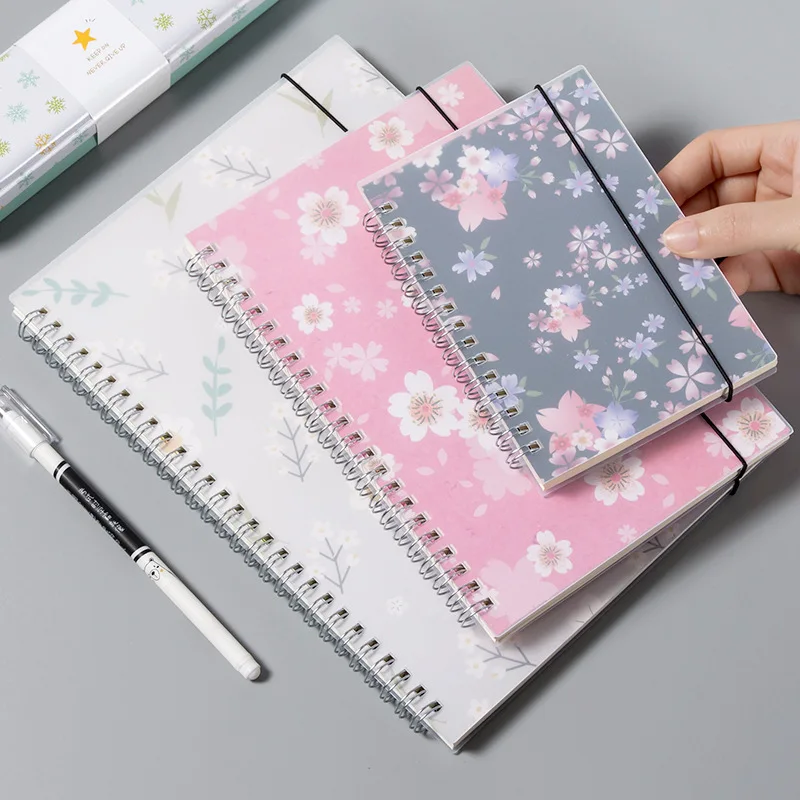 A5 простой милый стиль свежий цветочный PP обложка Серебряная двойная катушка