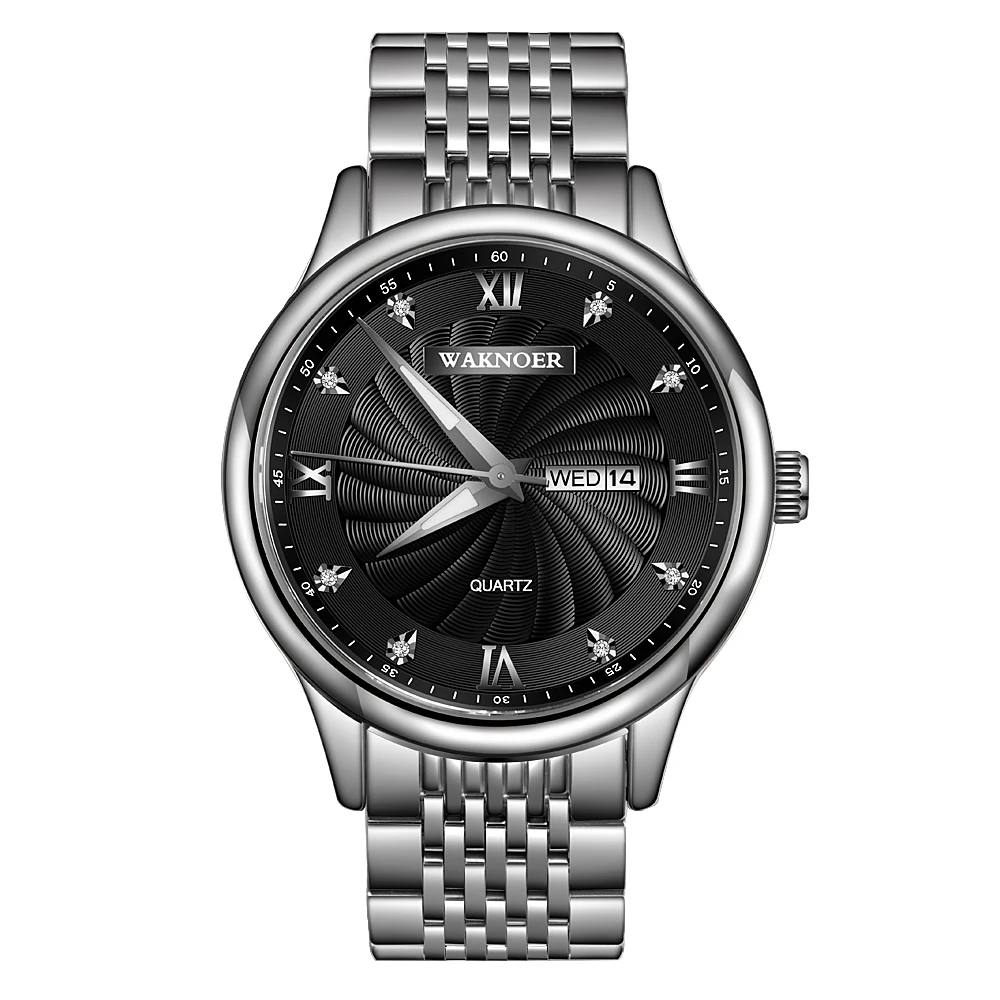 Мужские s часы лучший бренд класса люкс WAKNOER мужские часы Неделя дисплей Кристалл кварцевые наручные часы мужские часы Relogio Masculino - Цвет: As the picture5