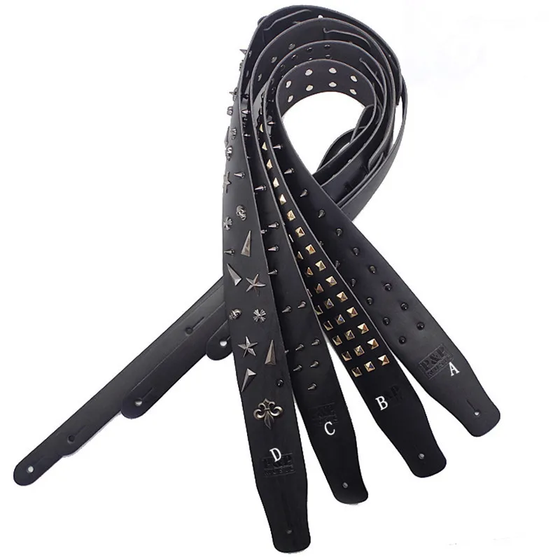 Leather guitar strap cowhide Bass Rivet stars High quality personality S988 | Спорт и развлечения