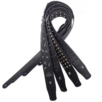 

Leather guitar strap cowhide guitar strap Bass strap Rivet stars High quality personality S988