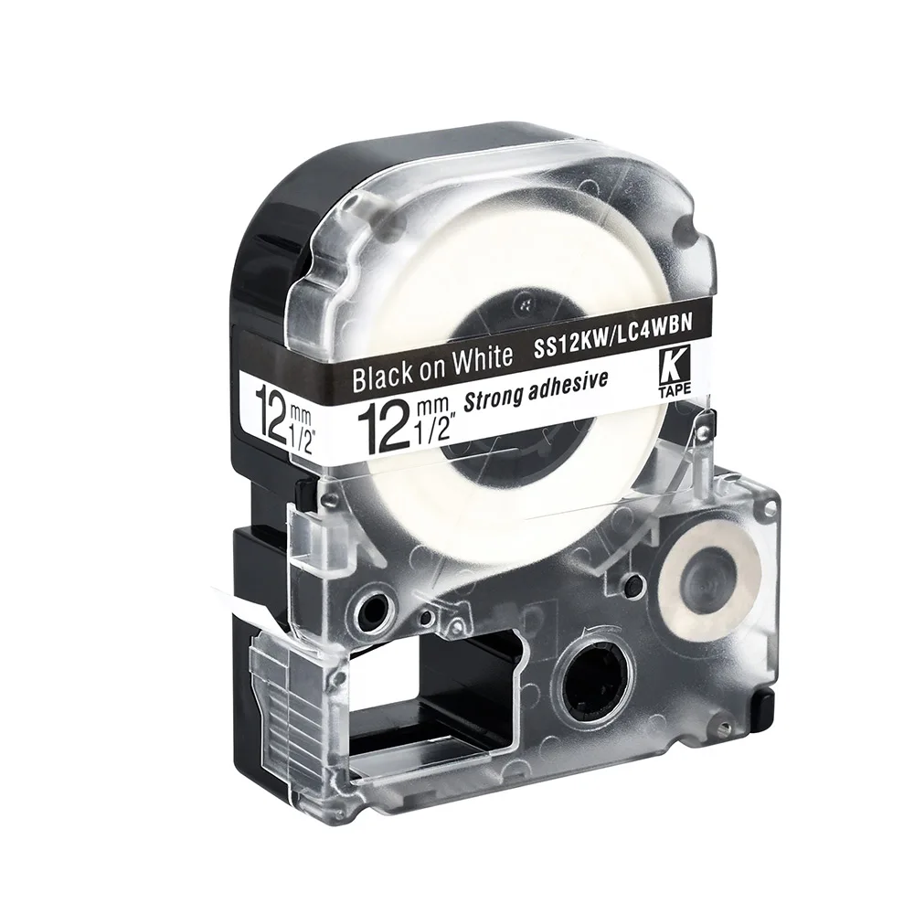 12 мм лента для маркировки совместима с принтером этикеток Epson LW300 LW400 SR150 черная на желтом черном на белом подходит для принтера этикеток Epson