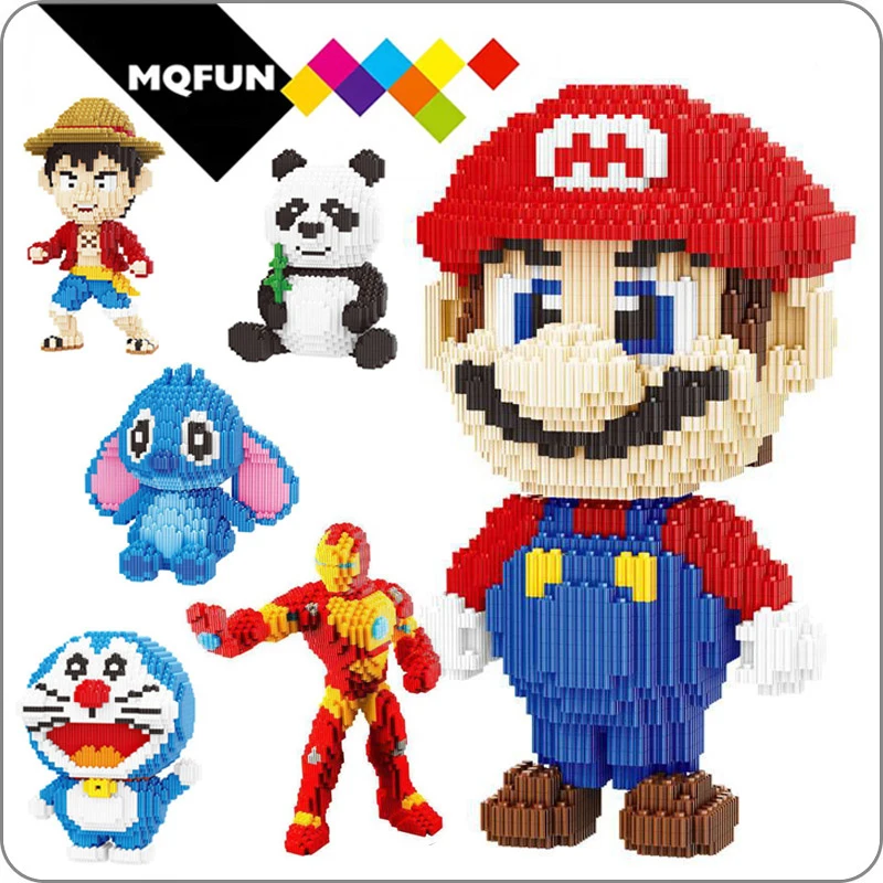 

Educational Model Cartoon Panda Animal Bamboo 3D Model DIY Diamond Micro Mini Building Nano Blocks Bricks Assembly Toy with box